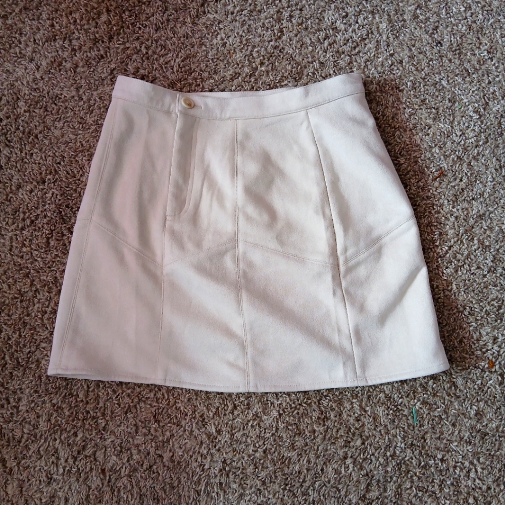 Cream A-Line Mini Skirt for Casual Occasions